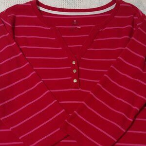 Size M Isaac Mizrahi Live! Red and Pink Yarn-Dyed Henley